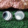 Fordite Cufflinks - Military Fordite - 15 Round x 2mm Thick - Silver Colored Titainum          (378) - Image 2