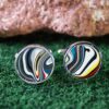 Fordite Cufflinks - 15 Round x 2mm Thick - Silver Colored Titainum          (381) - Image 2