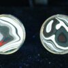 Fordite Cufflinks - 15 Round x 2mm Thick - Silver Colored Titainum          (382)