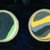 Fordite Cufflinks - 15 Round x 2mm Thick - Bronze Colored Titainum          (383)