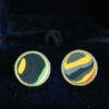Fordite Cufflinks - 15 Round x 2mm Thick - Bronze Colored Titainum          (383) - Image 2