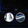 Fordite Cufflinks - 18 Round x 1mm Thick - Copper Colored Brass          (385) - Image 2