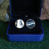 Fordite Cufflinks - 18 Round x 1mm Thick - Copper Colored Brass          (385) - Image 3