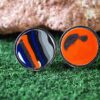 Fordite Cufflinks - 25 Round x 2mm Thick - Silver Colored Titainum          (388) - Image 2