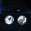 Fordite Cufflinks - 16 Round x 2mm Thick - Black Colored Titainum          (390) - Image 2